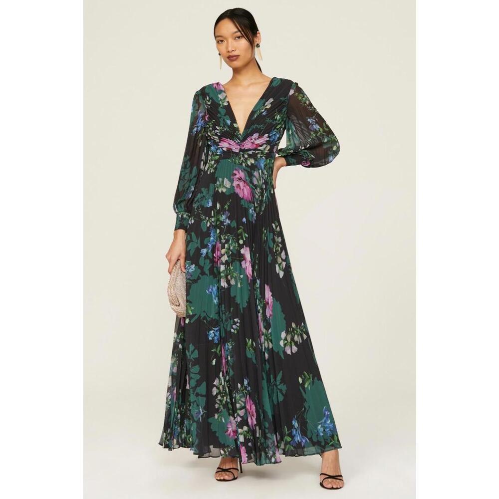 Badgley Mischka Pleated Gown Black Size 0 Fabric Pull